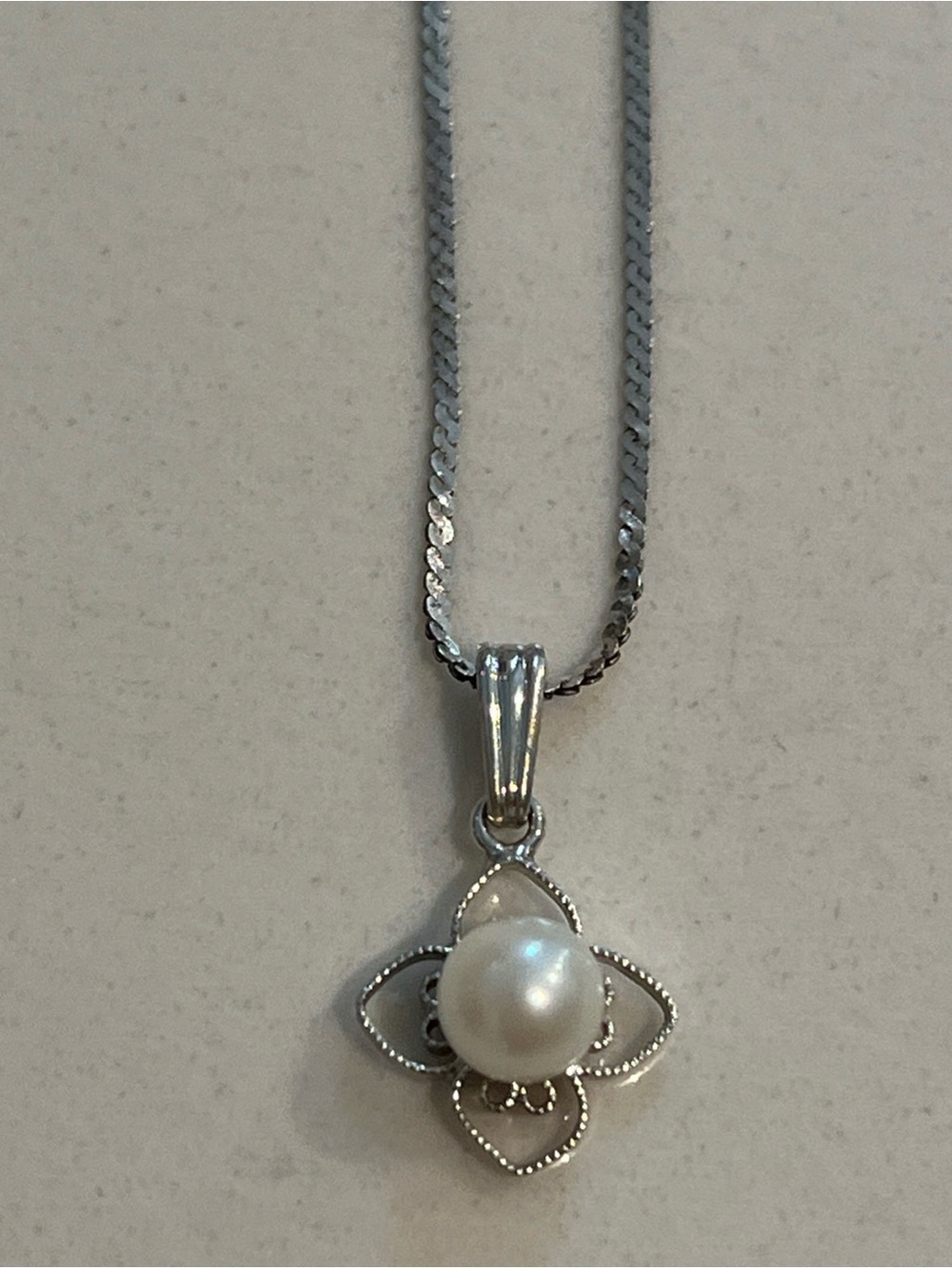 Vintage Sorrento Designer 925 Sterling Silver Pearl Drop Filigree Necklace
